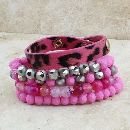 RED Leopard OR PINK Leopard (Stacked Bracelet)