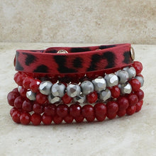 Load image into Gallery viewer, RED Leopard OR PINK Leopard (Stacked Bracelet)

