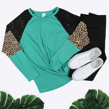 Load image into Gallery viewer, Leopard &amp; Lace Long Sleeve Top
