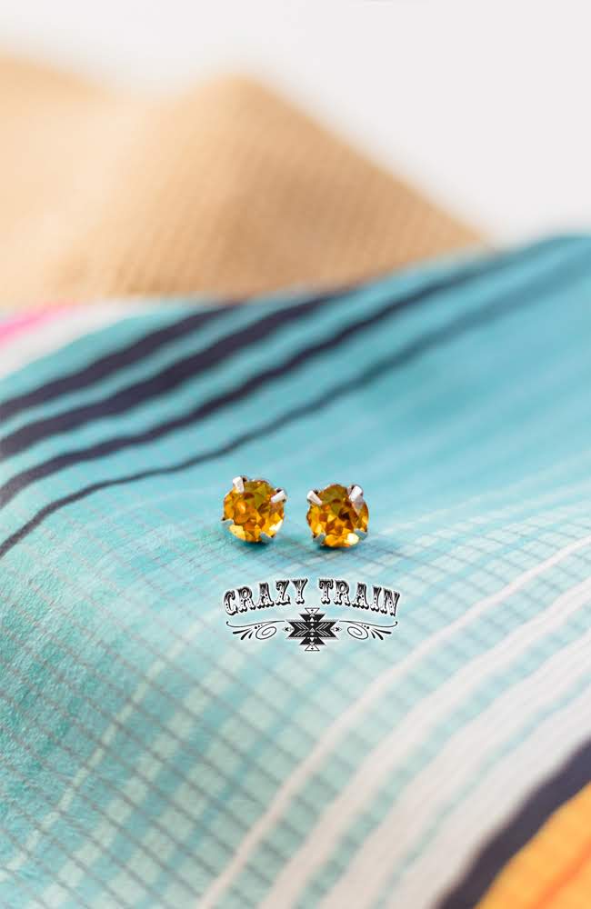 Mustard Glam Girl Stud Earrings