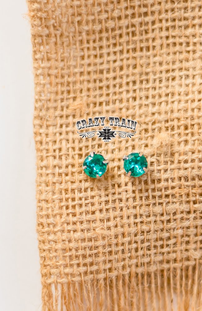 Teal Glam Stud Earrings