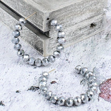 Load image into Gallery viewer, {RED OR SILVER} CRYSTAL BEADED HOOP EARRINGS
