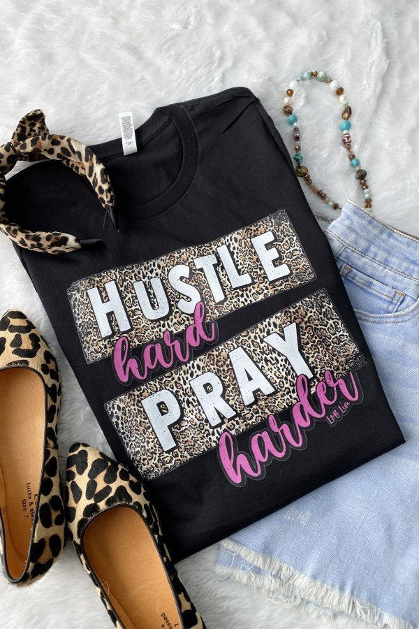 HUSTLE & PRAY HARD TEE