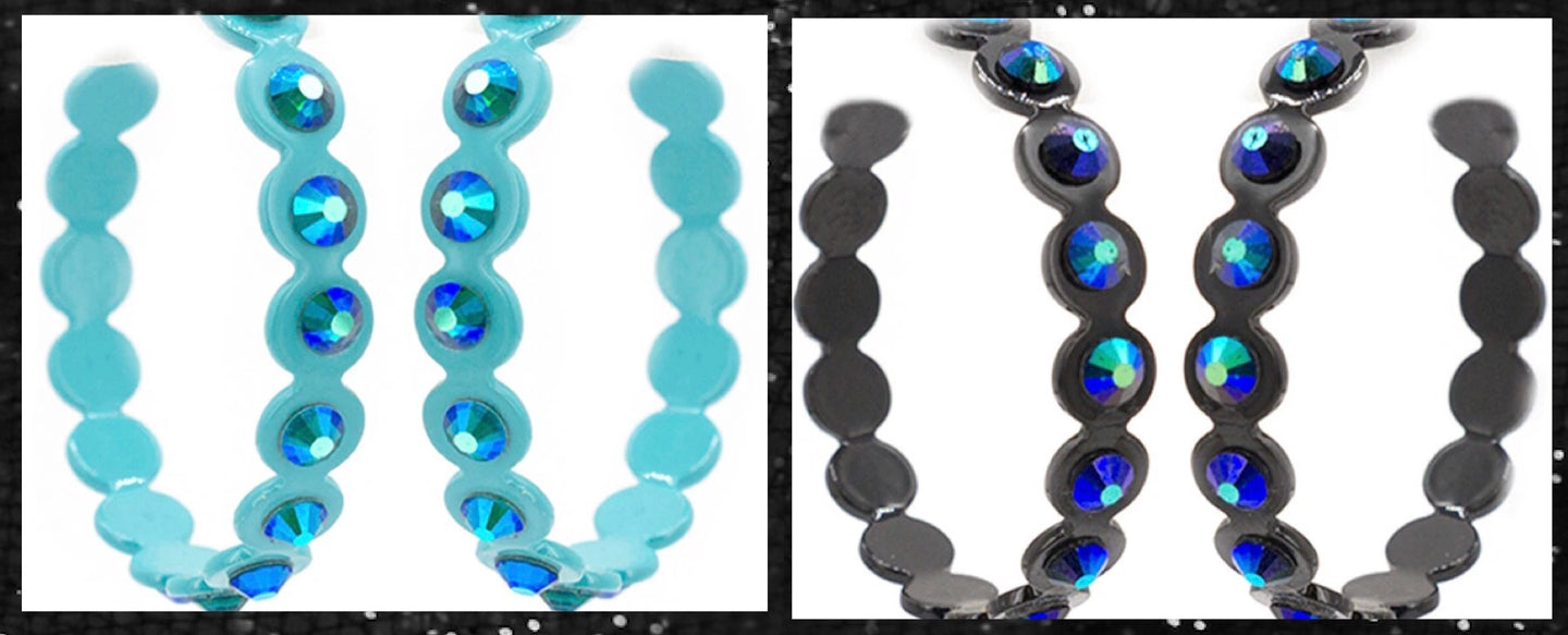 SPARKLE HOOP EARRINGS {BLACK/TURQUOISE}