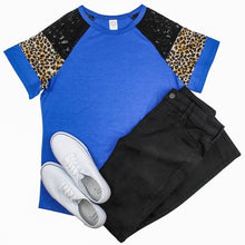 Load image into Gallery viewer, LACE &amp; LEOPARD SHORT SLEEVE TOP
