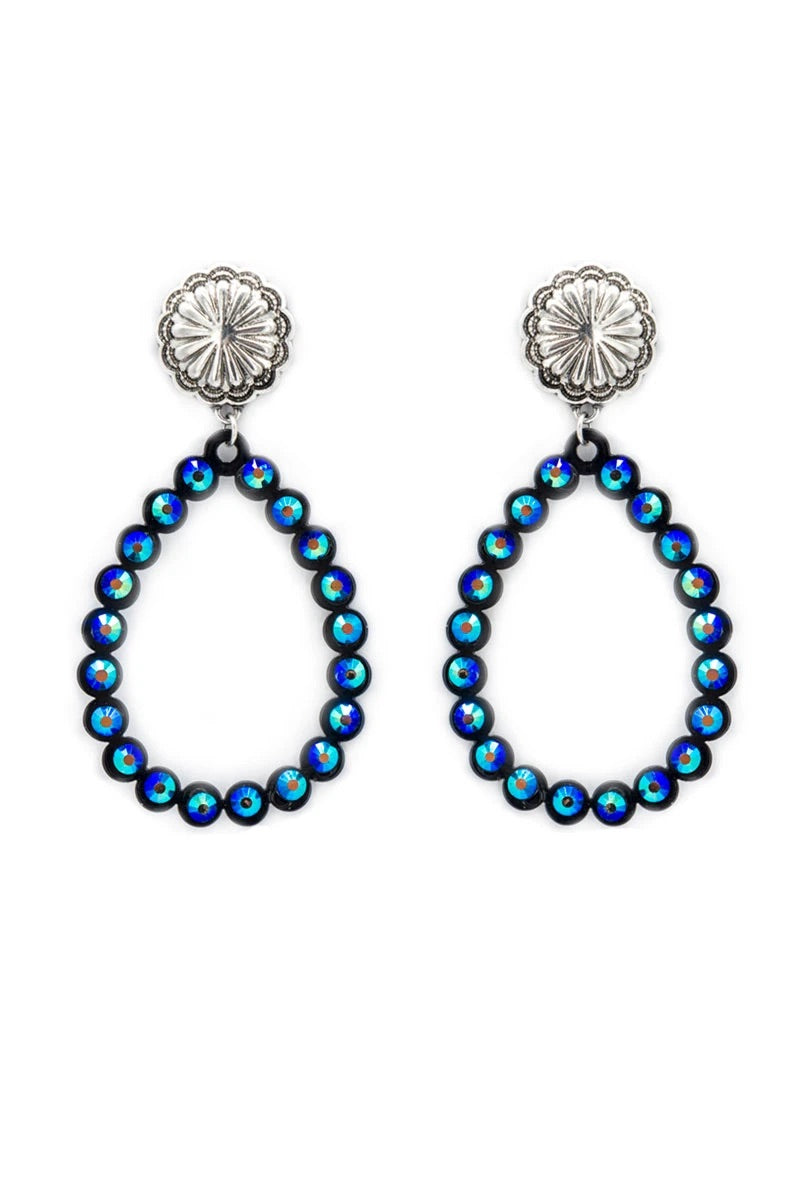 BLACK SPARKLE TEARDROP EARRINGS