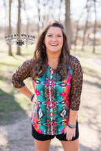 Load image into Gallery viewer, MESH LEOPARD SLEEVES TOP
