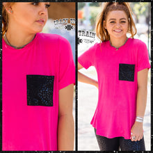 Load image into Gallery viewer, MIDNIGHT LEOPARD POCKET TOP {PINK}
