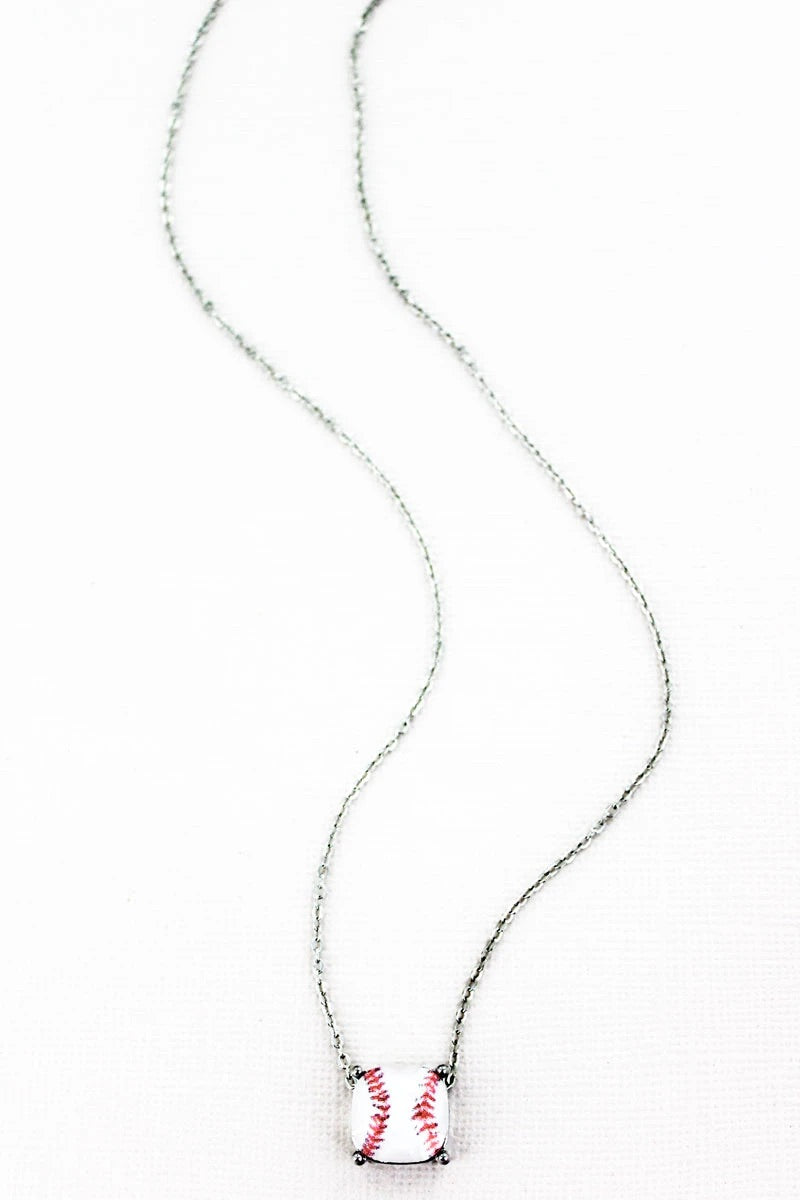 BASEBALL CUSHION PENDANT NECKLACE