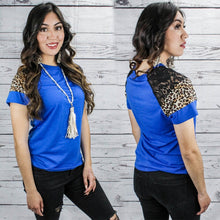 Load image into Gallery viewer, LACE &amp; LEOPARD SHORT SLEEVE TOP
