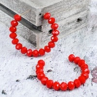 Load image into Gallery viewer, {RED OR SILVER} CRYSTAL BEADED HOOP EARRINGS
